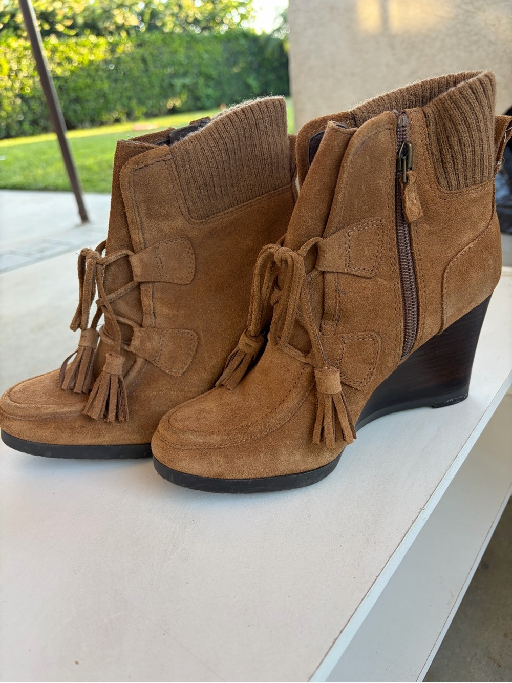 Franco Sarto Westerly Wedge Boots, Size 6